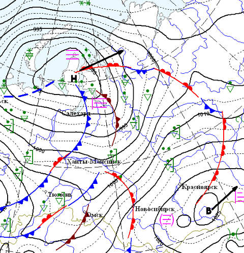Карта погоды на 7 июня (С) omsk-meteo.ru