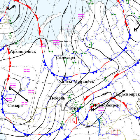 синоптическая карта (С) omsk-meteo.ru