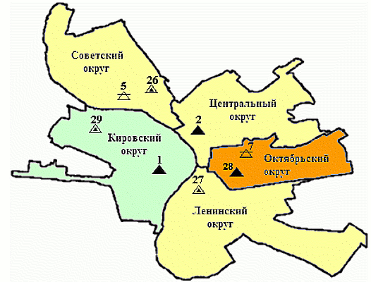 Характеристика загрязнений по округам города Характеристика загрязнений по округам города