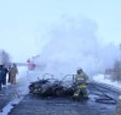 Возгорание машины от ДТП