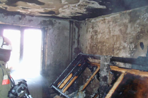 Пожар в Ленинском округе Омска