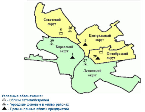 Таблица загрязнения по округам Омска Таблица загрязнения по округам Омска