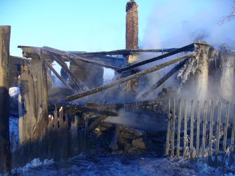 Пожар в селе Надеждино Омского района