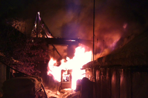 Пожар по улице Степная в Омске