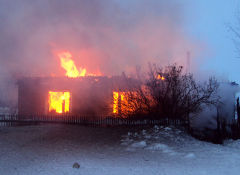 Пожар в в деревне Раздольное Павлоградского района Омской области