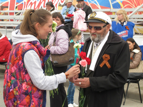 На параде Победы